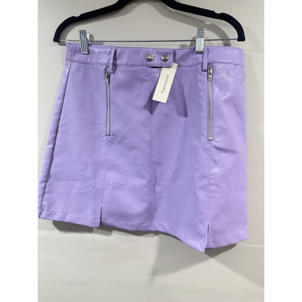 mi ami for francesca's Women's Purple Faux Leather Skirt (Size L) NEW WITH TAGS